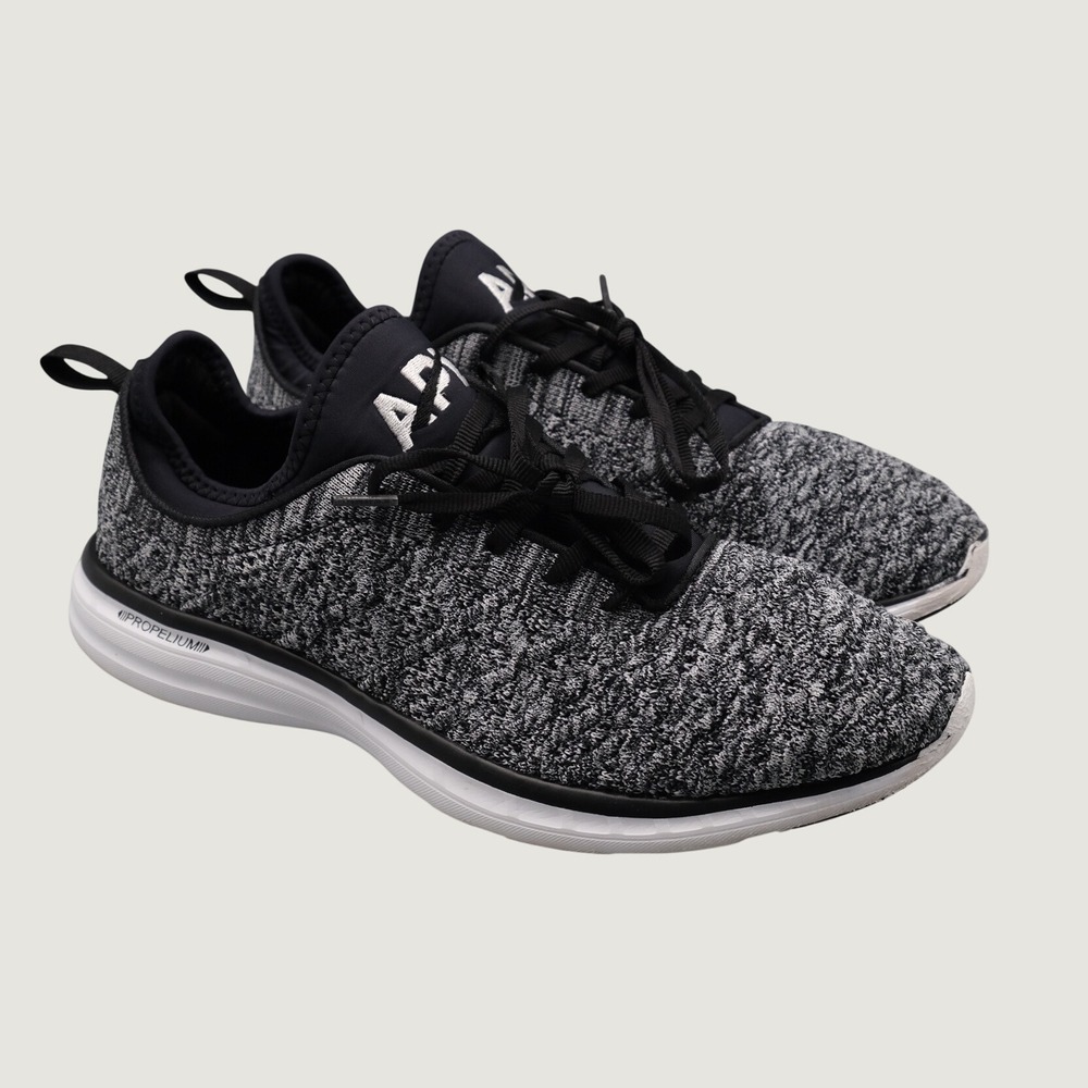 APL TechLoom Phantom Mens Size 10 Black White Knit Running Shoes Sneakers